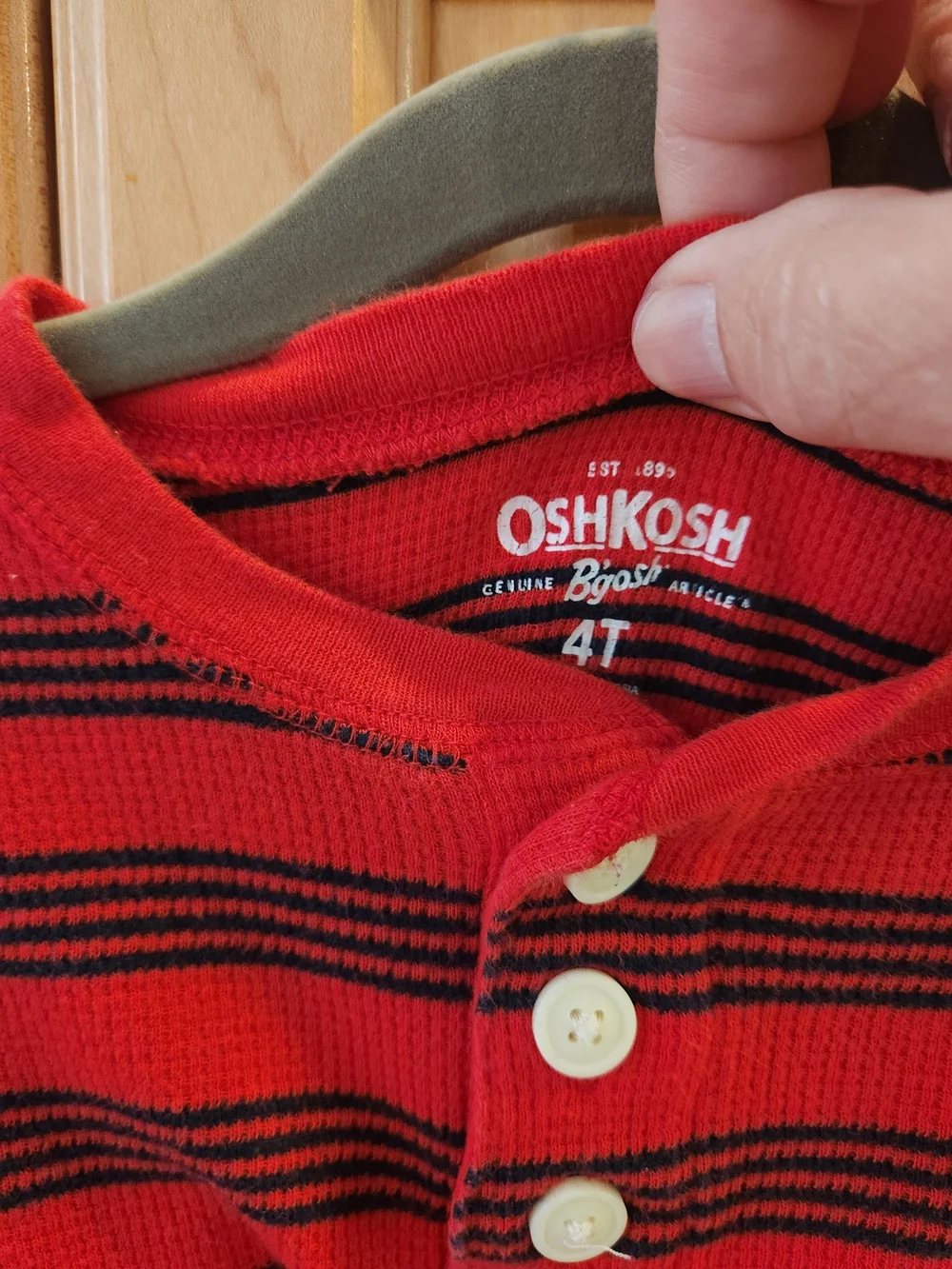 OshKosh B'gosh Red and Black Striped Long-Sleeve Henley